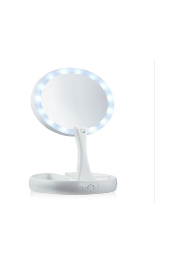 Techtic Katlanabilir Yuvarlak Mike Up Mirror Led Işıklı 10x Makyaj Aynası