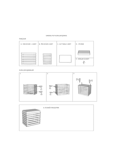 Ahşap Sandıklı Puf Bench Ahşap Puf
