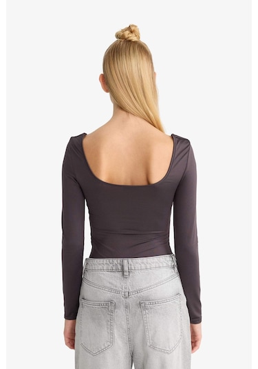 Defacto Coool U Yaka Uzun Kollu Çıtçıtlı Bodysuit F8042ax25aubn549 Kahve