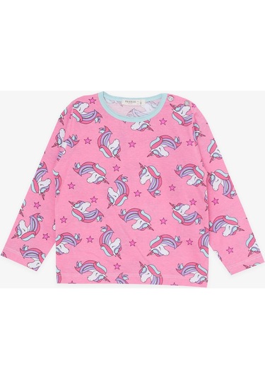 Breeze Kız Bebek Pijama Takımı Unicorn Desenli 9 Ay-3 Yaş, Pembe-pembe Pembe