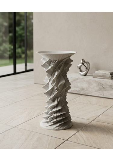 3d İskandinav Mermer Dokulu Twist Vazo Mermer Desen