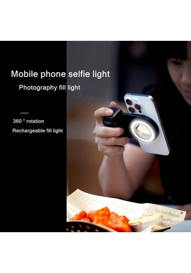 Xuweiwei Siyah Doldurucu Isik Aynali Kamera Tutacagi 360 Derece Ayarlanabilir Manyetik Telefon Standi Siyah-