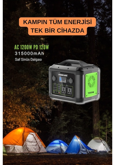 Fuchsia 315.000 mAh 1200W Güçlü Hafif Taşınabilir Kamp ve Doğa İçin İdeal Tasarlanmış Güç Kaynağı