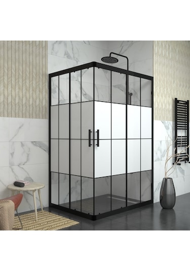 Tekno Duş Black Rigel 6mm Karolajlı Kumlama Dikdörtgen Duşakabin Yarı Beyaz