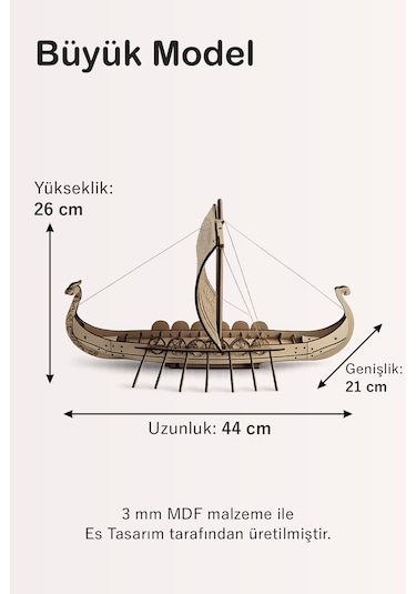 Kılavuzlu Viking Gemi Maketi Ahşap Hobi Seti