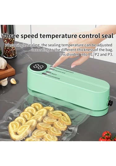 Honeybeeshop Beyaz Taşınabilir Usb Şarj Edilebilir Vakum Makinesi Çok Fonksiyonlu Otomatik Gıda Vakumlama 1200mah Lityum Pil Mutfak Ve Piknik İçin