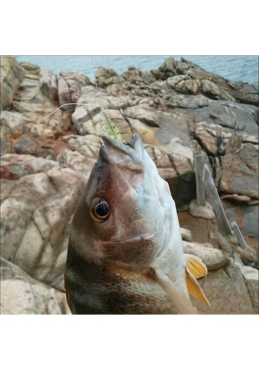 Valkyrie 12 Adet Fosforlu Kancalı Silikon Karides Olta Yem Sahte Yapay İğneli Balık Yemi Sarı