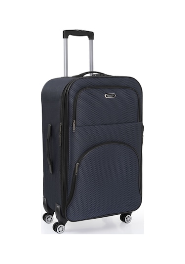 Oleets 8 Tekerli Su Geçirmez Kumaş Büyük Boy Valiz Lacivert
