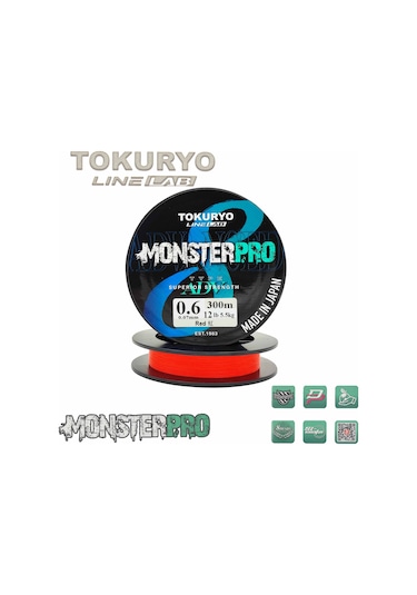 Tokuryo Lıne Lab Monsterpro X8 0.6pe 0.07mm 12ıb 5.5kg Red 300mt
