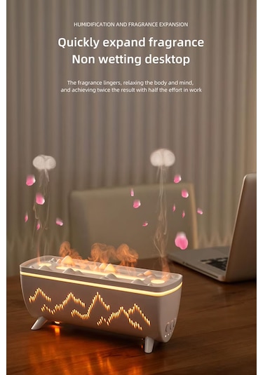 Hava Nemlendirici Ve Yağ Difüzörü - Aromaterapi Makinesi - 3 Renk Led Işık Siyah