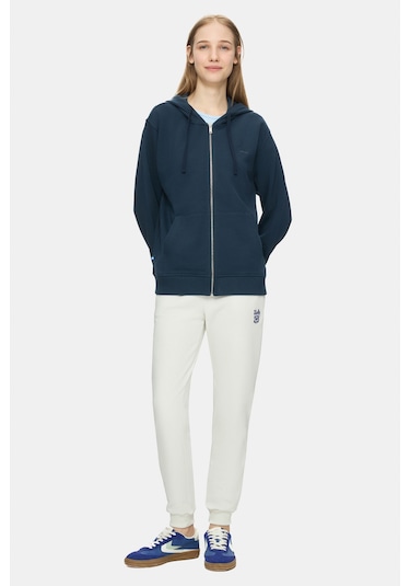 Ucla Vıvıana Lacivert Kapüşonlu Baskılı Fermuarlı Standard Fit Kadın Sweatshirt Lacivert
