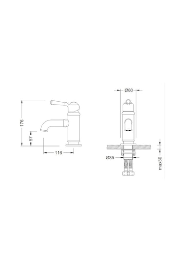Bocchi Burlington 1004 0001 BN Lavabo Bataryası Saten Nikel