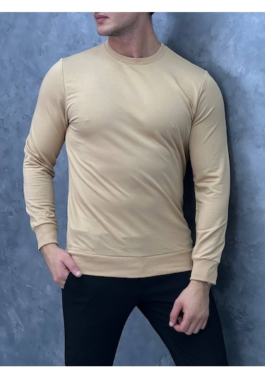 Modefendi Düz Renk İki İplik Sweatshırt Krem