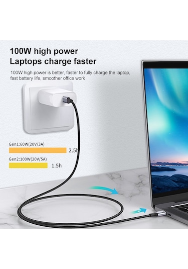 Sones 2m 10gbps Usb-c / Type-c Dişi - Erkek Dirsek Şarj Veri İletim Uzatma Kablosu