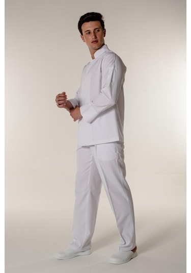 Beyaz Aşçı Ve Mutfak Şef Ceketi Gizli Çıtçıtlı-beyaz