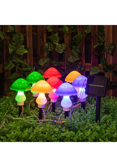 Dış Mekan Için Güneş Mantarlı Dize Işıklar 12 Paket Kırmızı Sıcak Beyaz