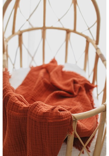 Babywom 4 Katlı Müslin Bebek-Çocuk Battaniyesi 110X110Cm Kiremit