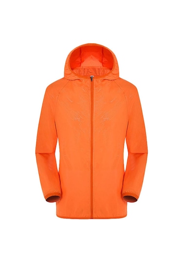 Turuncu Erkek Kadın Günlük Ceketler Rüzgar Geçirmez Ultra Hafif Yağmur Geçirmez Rüzgarlık Üst Turuncu
