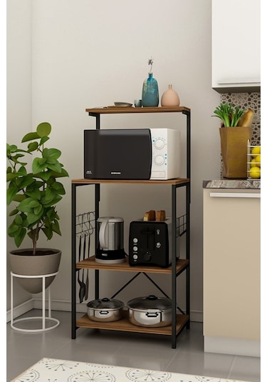 Morpanya Rota Çok Amaçlı Dolap Mutfak Bangosu Mikrodalga Fırın Rafı Malzeme Dolabı Düzenleyicisi