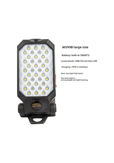 Dofolink Usb Şarjlı Manyetik Cob Çalışma Lambası - 2400 Mah Pil, Elektrikli Tamir Işığı, Pil Göstergeli El Feneri W599b