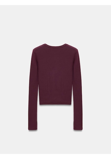 Dilvin 32319 Modal Karışımlı Uzun Kollu Top-bordo-12109 Bordo