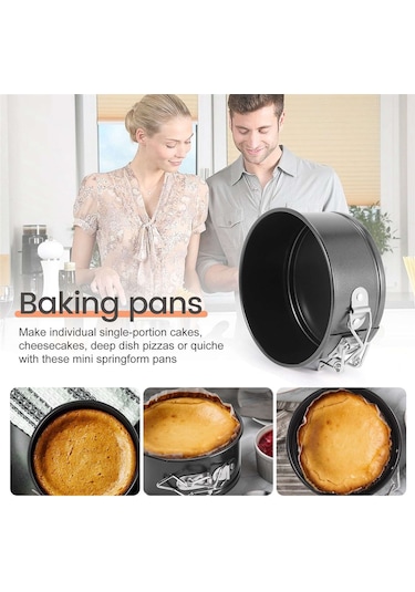 Xurunkeji 4 İnç Mini Yaylı Kalıp Seti - Mini Cheesecake'ler, Pizzalar Ve Kişler İçin 4 Parçalı Küçük Yapışmaz Cheesecake Kalıbı Siyah Xurunkeji 4 İnç Mini Yaylı Kalıp Seti - Mini Cheesecake'ler, Pizzalar Ve Kişler İçin 4 Parçalı Küçük Yapışmaz Cheesecake Kalıbı Siyah