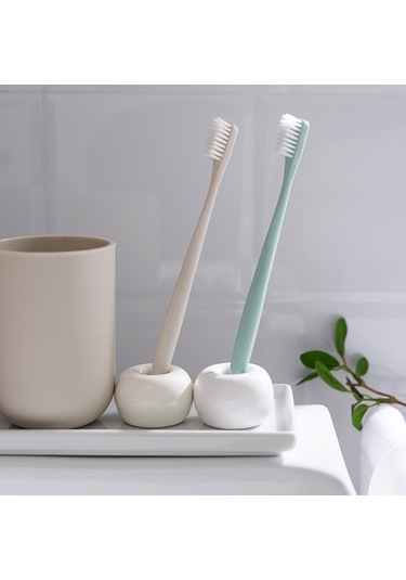 Banyo Tezgahları İçin Seramikten Şık Mini Diş Fırçası Tutucu, Beyaz, 2'li Diğer