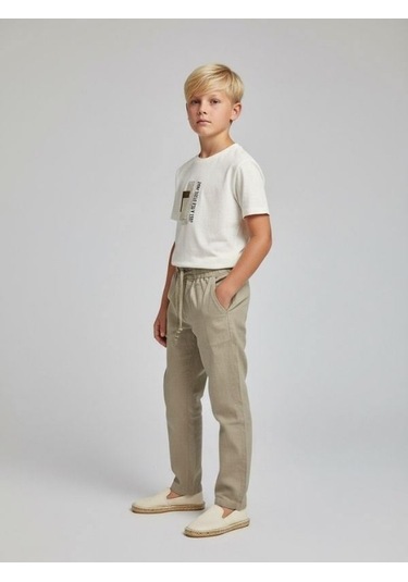 Zekids Erkek Çocuk Bağcıklı Rahat Kesim Pantolon-17178 Yeşil