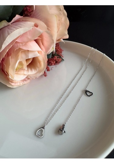 Kalp Figürlü Çocuk Kolye Ve Bileklik Takımı Karma Serisi Silver