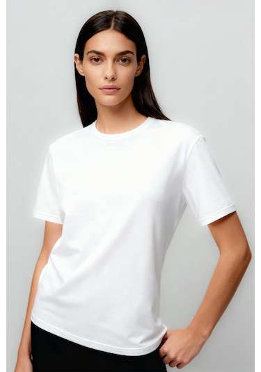 Tommylife Basic O Yaka 2li Paket Beyaz Kadın T-shirt Beyaz