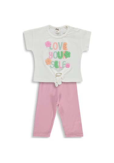 Civil Baby Garnili Çiçek Baskılı 6-18 Ay Takım - Ekru