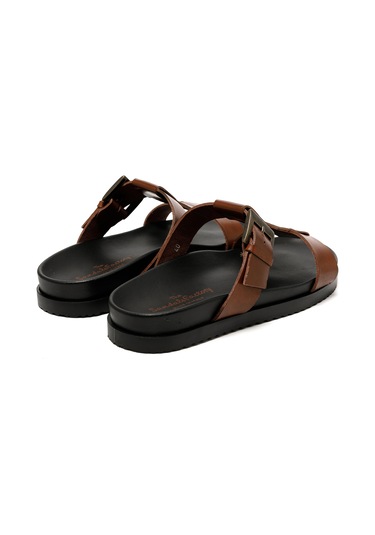 The Sandals Factory Brown Sandalet Erkek M7927 The Sandals Factory Leather Upper Sandals Brown