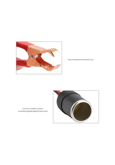 Kosona Araç Aküsü Krokodil Kleminden Sigara Ateşleyici Ana Sokete Dönüştürücü Kablo, 12v-24v 10a, 35cm, Araç Yıkama Makinesi, Süpürge Vb. İçin Uygun