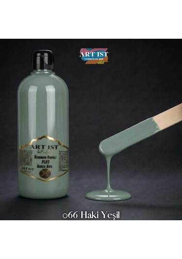 Kendinden Vernikli Plus Vernikli Akrilik Boyalar - 066 Haki Yeşil Ahşap, Taş Tozu, Hobi, Dıy