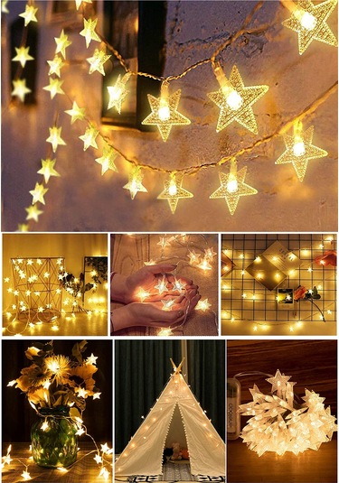 Technojet Dekoratif Yıldız Tasarımlı Yılbaşı Ağaç Süsleme Şerit Led Sarı