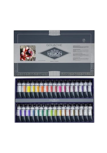 Mijello Mission Titanium Class Tüp Guaj Boya Seti 15 Ml X 34 Renk Çok Renkli