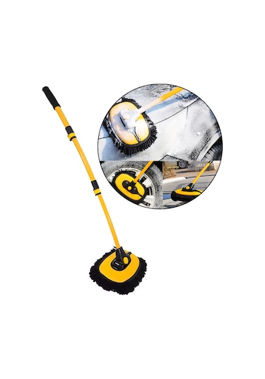 Ezere Ls-426 Teleskopik Araç Temizleme Fırçası Oto Yıkama Paspas Siyah.Sari