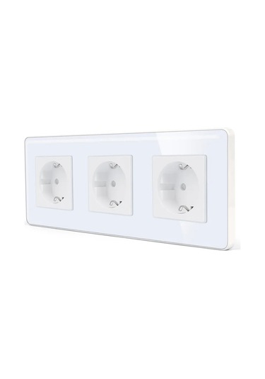 Dealuxx Cam Çerçeveli Üçlü Beyaz Priz 398340812