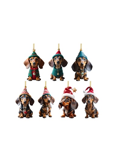 Ranyeek Akrilik Sosis Köpek Dikdörtgen Askı, Noel Ağacı Ve Araba Dekorasyonu, Festivite Ve Ev Dekoru, 1 Adet