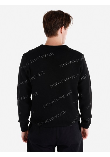 Colins Regular Fit Bisiklet Yaka Baskılı Siyah Erkek Kazak Cl1066270 Siyah