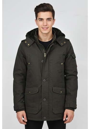 Dynamo Erkek Spor Kanvas Kapüşonlu Parka M2585 Bgl-st04915 Haki