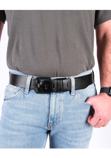 2'li Hakiki Deri Erkek Kot Kemeri 4,5 Cm Siyah Çok Renkli