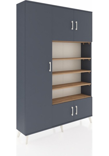 Arges Dolap 10 Raflı 5 Kapaklı 132x30x195 Antrasit-antrasit/çam Antrasit