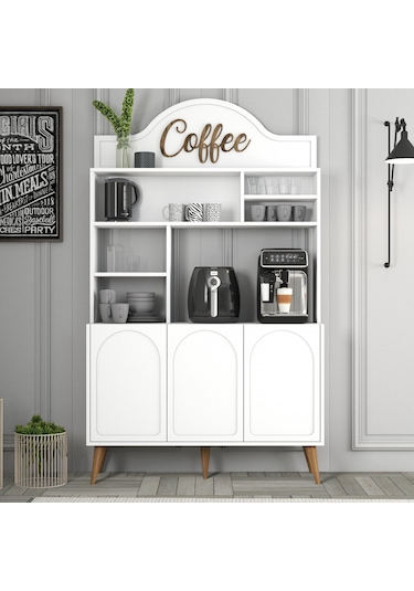 Lyon Kahve Köşesi 120cm - Beyaz / Ceviz