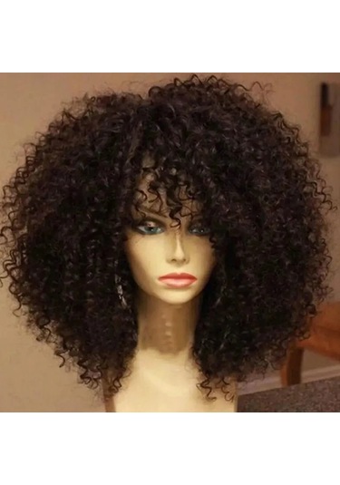 16 İnç Kıvırcık Peruk Yumuşak Kabarık Sentetik Dantel Ücretsiz Çok Renkli