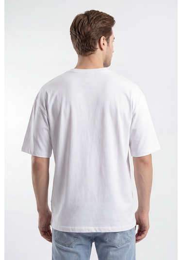 Monox Oversize Unisex 3'lü T-shirt Pamuk Rahat Kesim Beyaz - Siyah