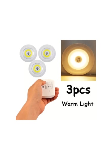 Uzaktan Kumandalı Yapışkanlı 3&amp Apos Lü Led Spot Lamba Çok Renkli