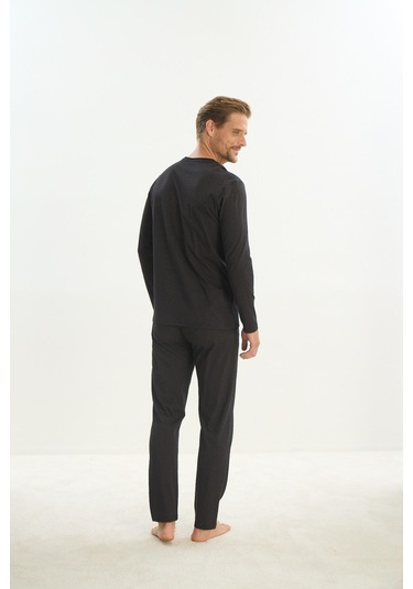 Erkek Uzun Kol Siyah Pijama Takım C2t5n4o9 001