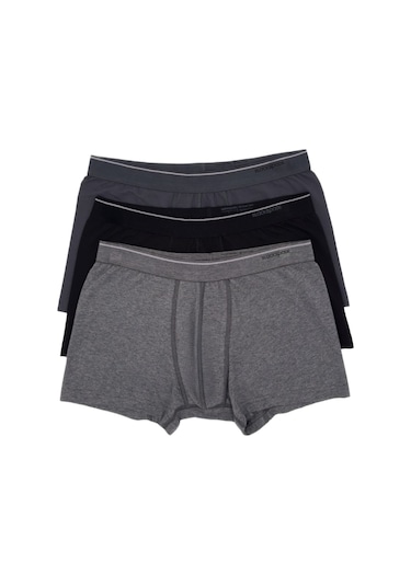 Blackspade Erkek Boxer Shorty 3'lü Paket Tender Cotton 9670 Antrasit Melanj - Siyah