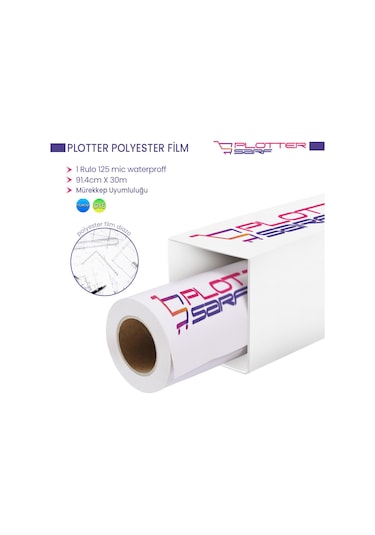 PlotterSarf® Plotter Polyester Diazo Kağıt 125mic Rulo 91.4cmx30mt